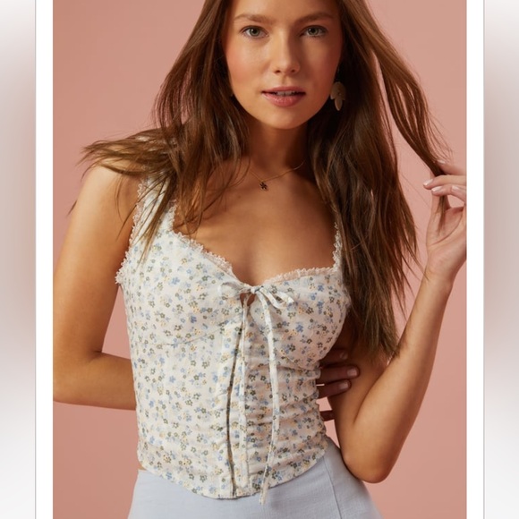 Altar’d State Karter Eyelet Floral Corset Top - Picture 1 of 17